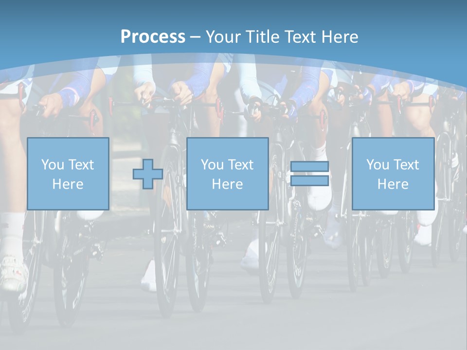 A Group Of Men Riding Bikes Down A Street PowerPoint Template