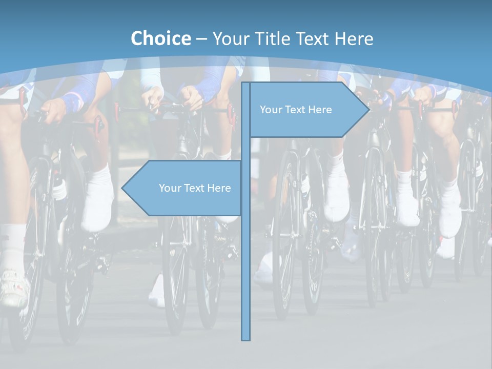 A Group Of Men Riding Bikes Down A Street PowerPoint Template