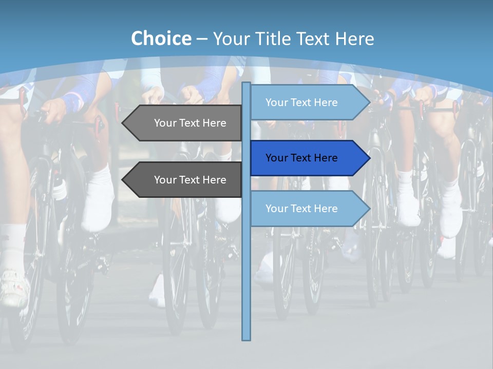 A Group Of Men Riding Bikes Down A Street PowerPoint Template