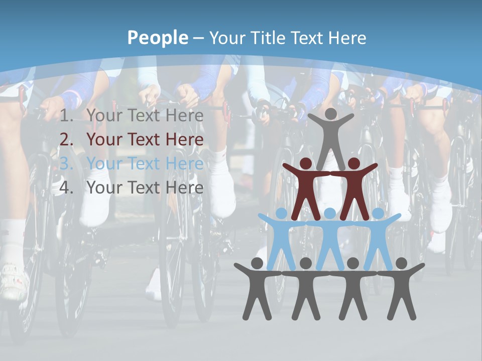 A Group Of Men Riding Bikes Down A Street PowerPoint Template