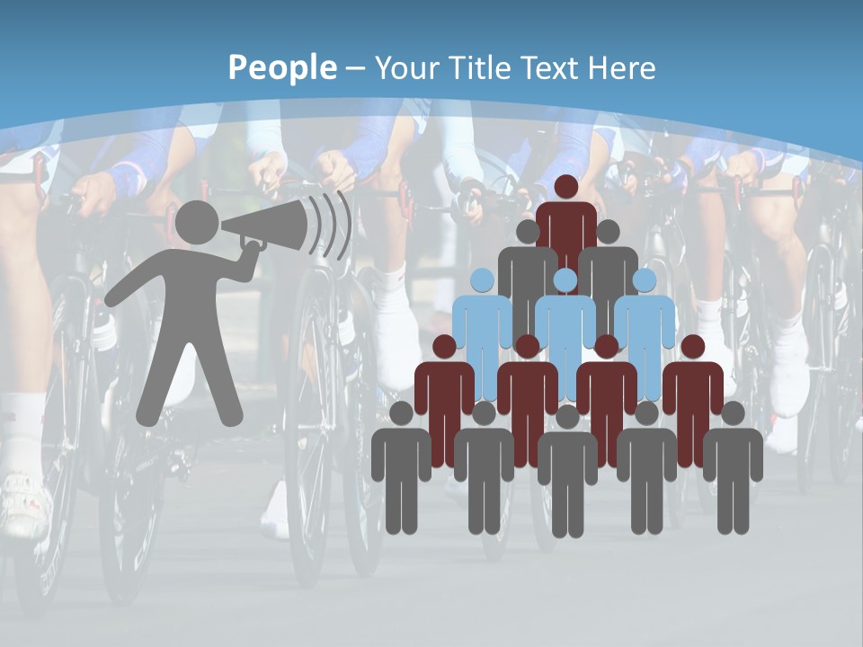 A Group Of Men Riding Bikes Down A Street PowerPoint Template