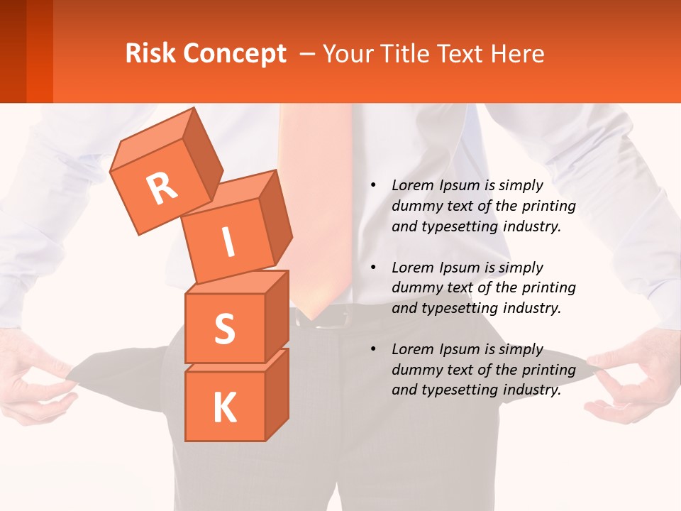 A Man In A Business Suit Is Holding His Pants Open PowerPoint Template