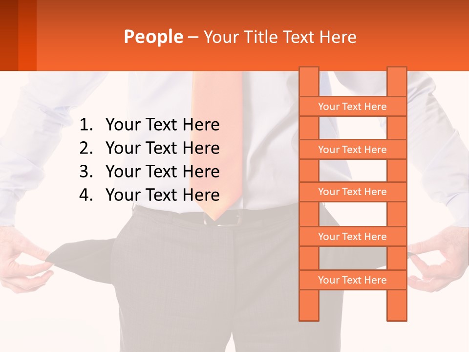 A Man In A Business Suit Is Holding His Pants Open PowerPoint Template