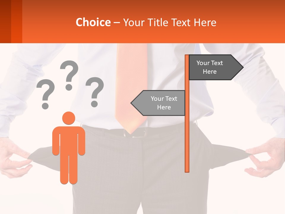 A Man In A Business Suit Is Holding His Pants Open PowerPoint Template