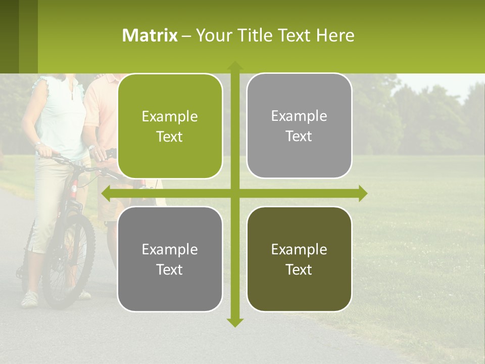 A Man And A Woman Standing Next To A Bike PowerPoint Template