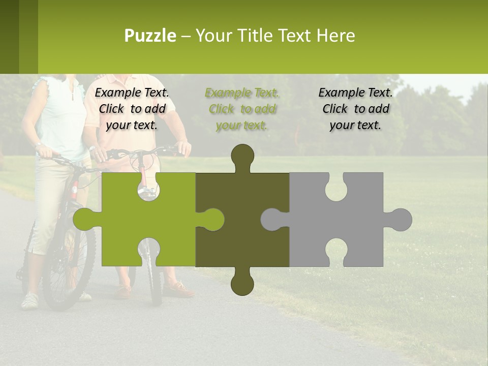 A Man And A Woman Standing Next To A Bike PowerPoint Template