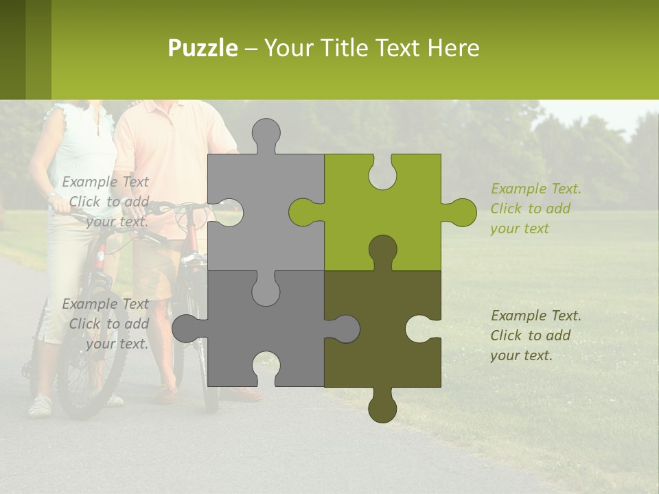 A Man And A Woman Standing Next To A Bike PowerPoint Template