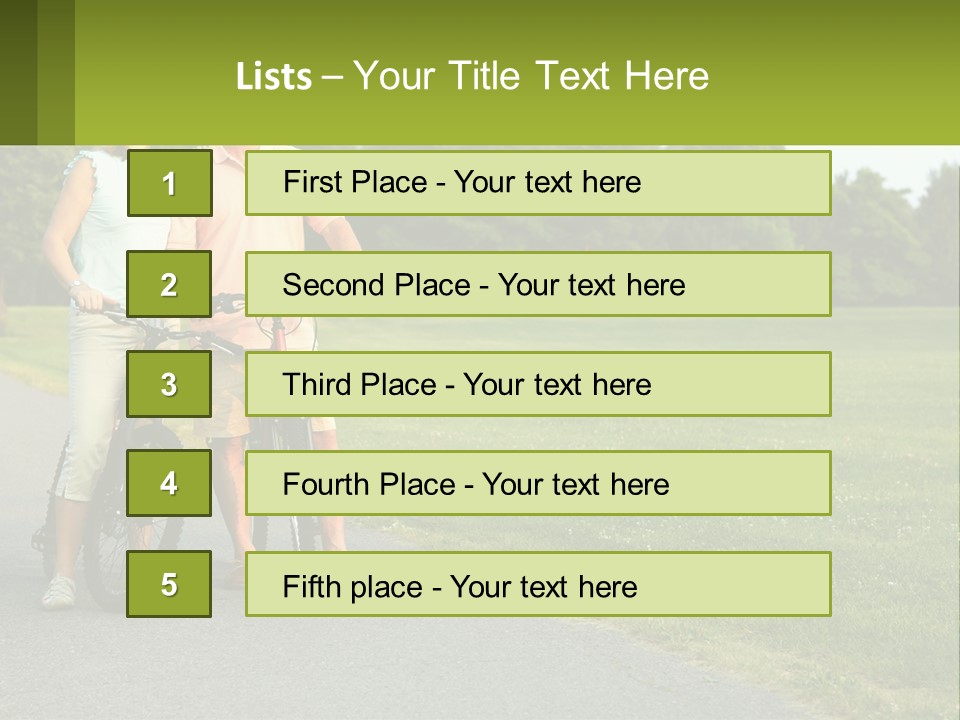 A Man And A Woman Standing Next To A Bike PowerPoint Template