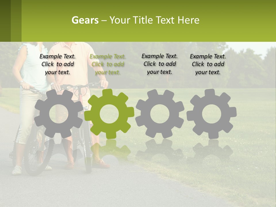 A Man And A Woman Standing Next To A Bike PowerPoint Template