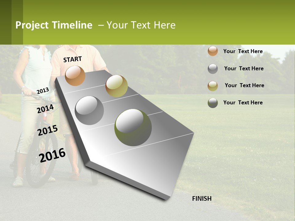 A Man And A Woman Standing Next To A Bike PowerPoint Template