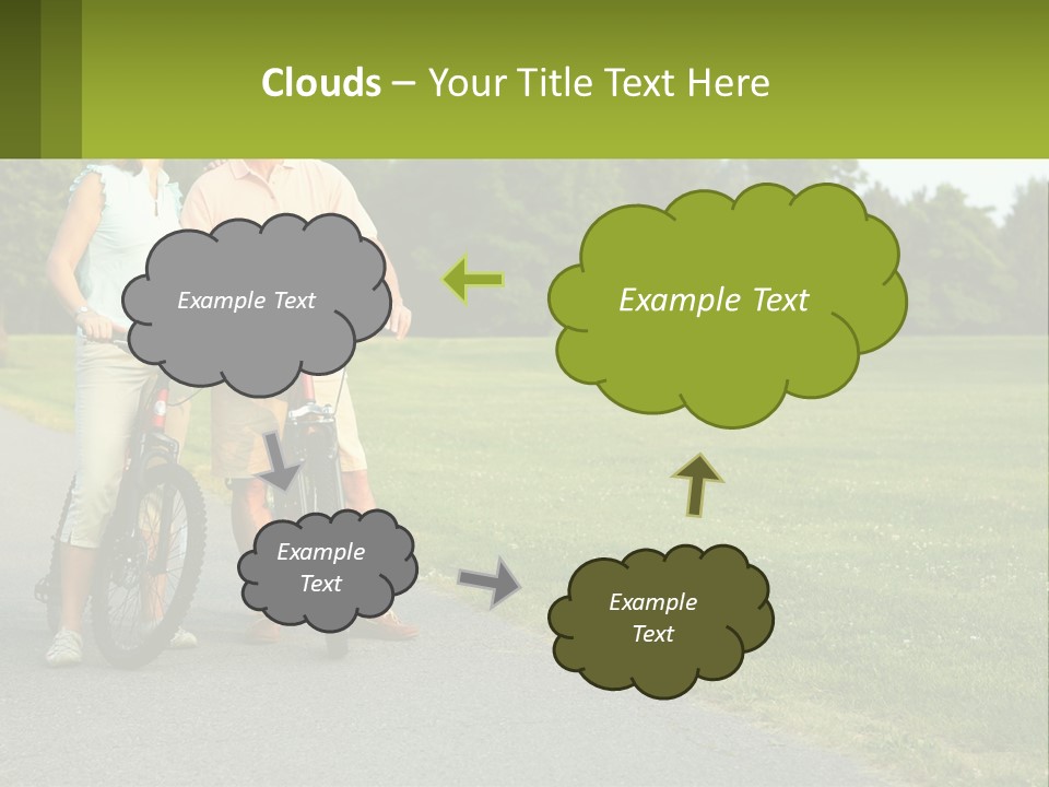 A Man And A Woman Standing Next To A Bike PowerPoint Template