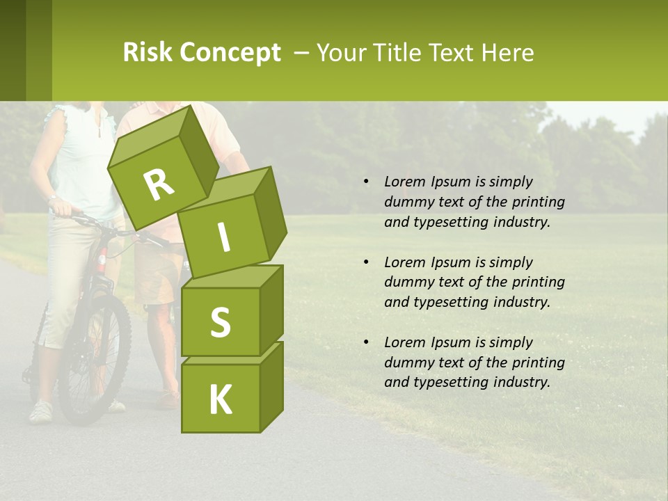 A Man And A Woman Standing Next To A Bike PowerPoint Template