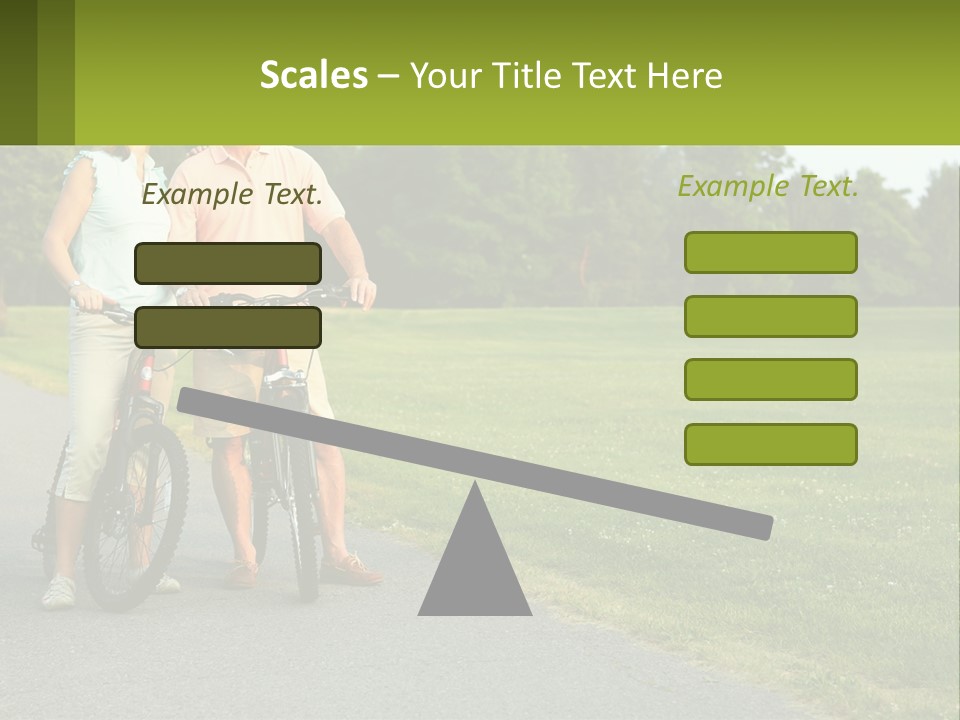 A Man And A Woman Standing Next To A Bike PowerPoint Template