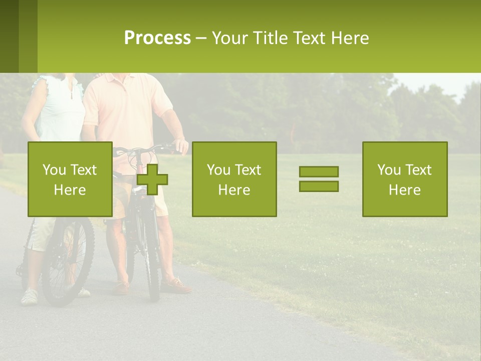 A Man And A Woman Standing Next To A Bike PowerPoint Template