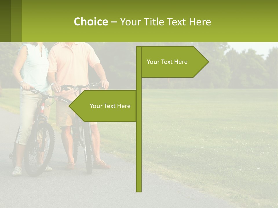 A Man And A Woman Standing Next To A Bike PowerPoint Template