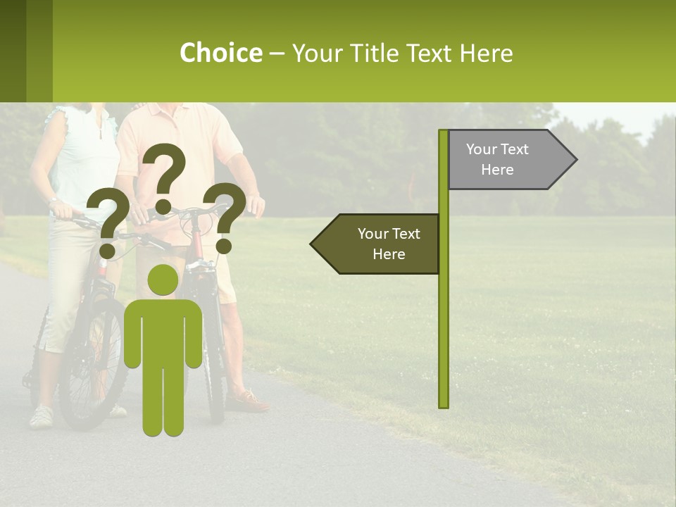 A Man And A Woman Standing Next To A Bike PowerPoint Template