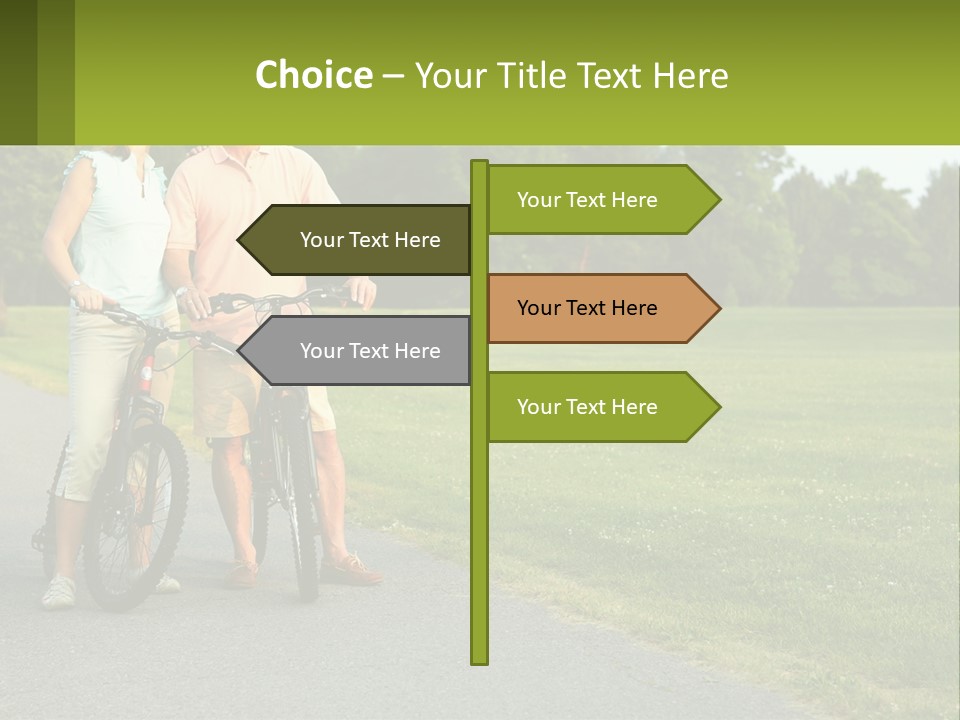 A Man And A Woman Standing Next To A Bike PowerPoint Template