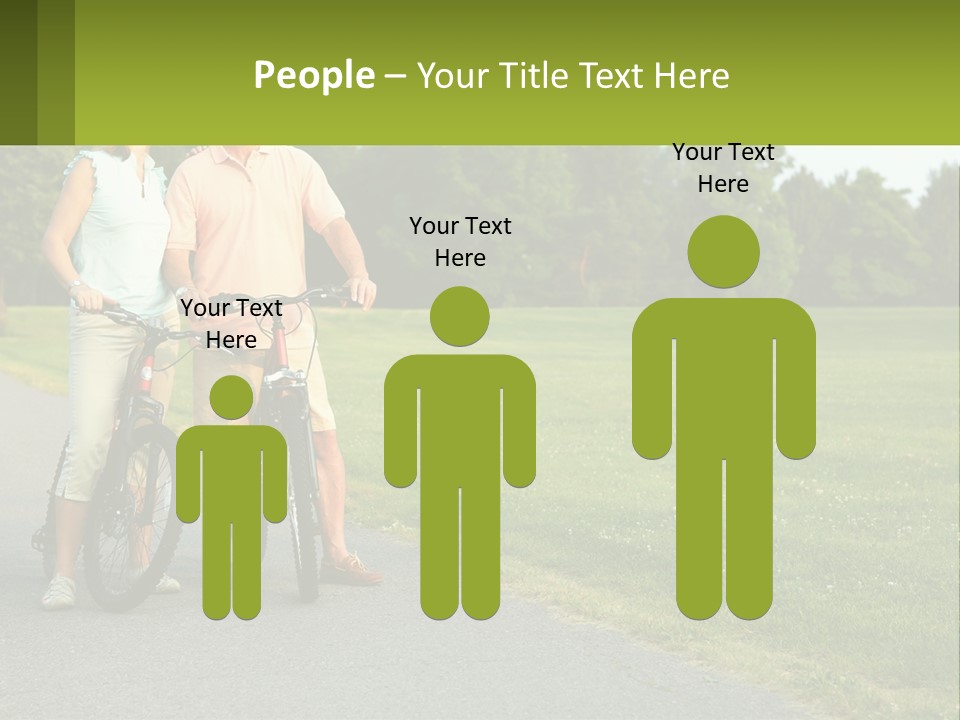 A Man And A Woman Standing Next To A Bike PowerPoint Template