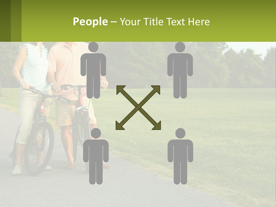 A Man And A Woman Standing Next To A Bike PowerPoint Template