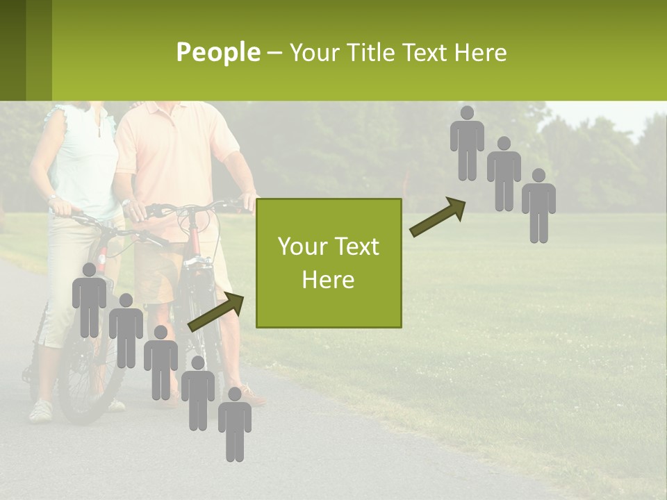A Man And A Woman Standing Next To A Bike PowerPoint Template