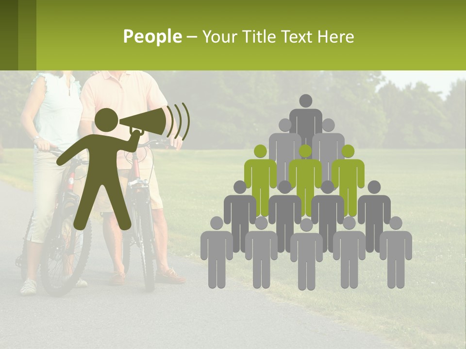 A Man And A Woman Standing Next To A Bike PowerPoint Template