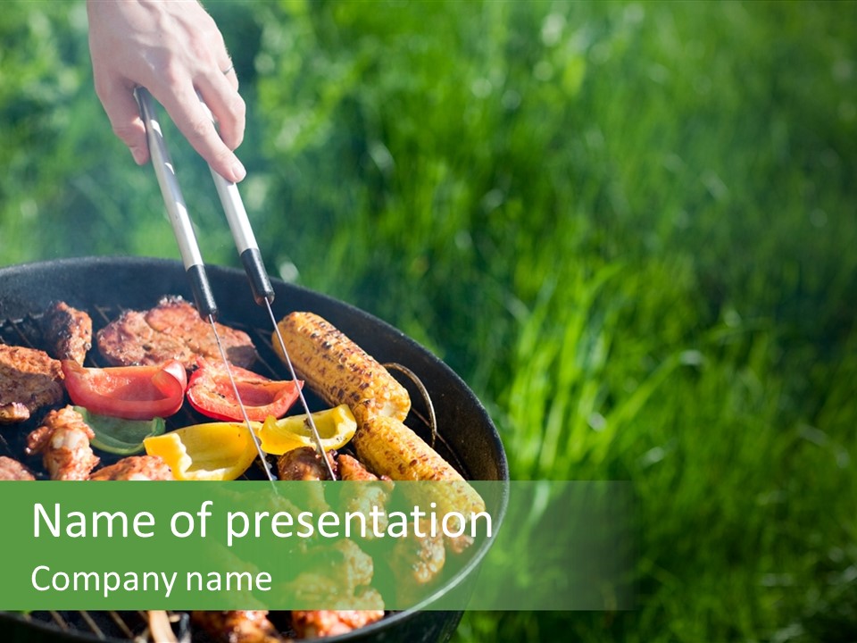 A Person Cooking Food On A Grill In A Field PowerPoint Template