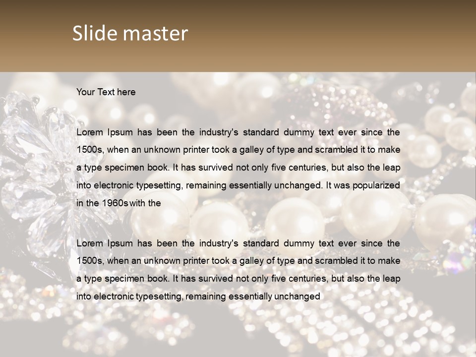 A Bunch Of Pearls And Diamonds On A Table PowerPoint Template