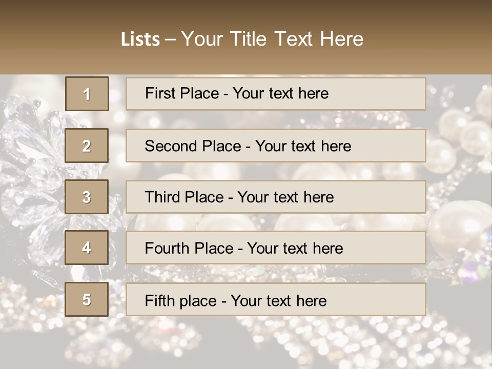 A Bunch Of Pearls And Diamonds On A Table PowerPoint Template