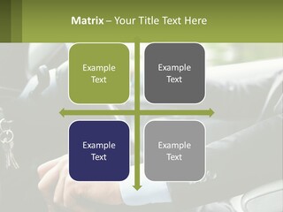 A Man Driving A Car With A Key Chain In His Hand PowerPoint Template