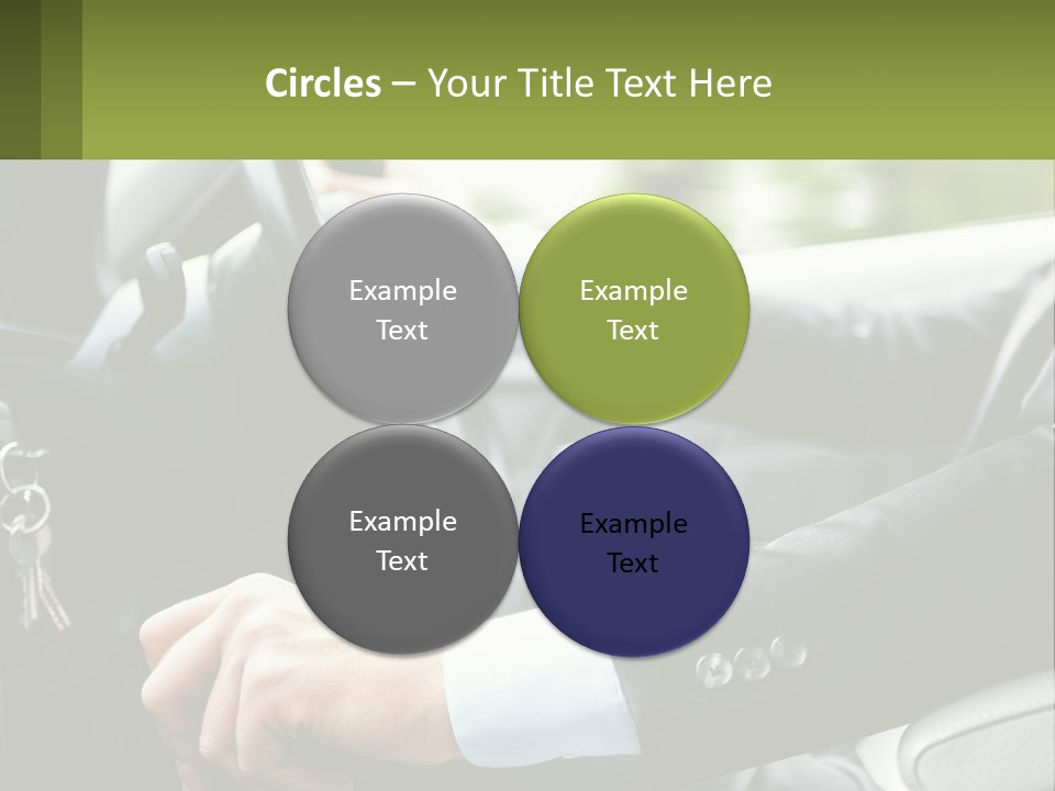 A Man Driving A Car With A Key Chain In His Hand PowerPoint Template