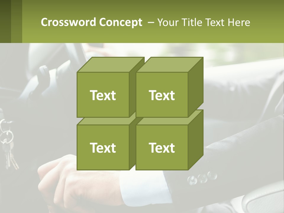 A Man Driving A Car With A Key Chain In His Hand PowerPoint Template