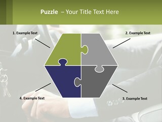 A Man Driving A Car With A Key Chain In His Hand PowerPoint Template