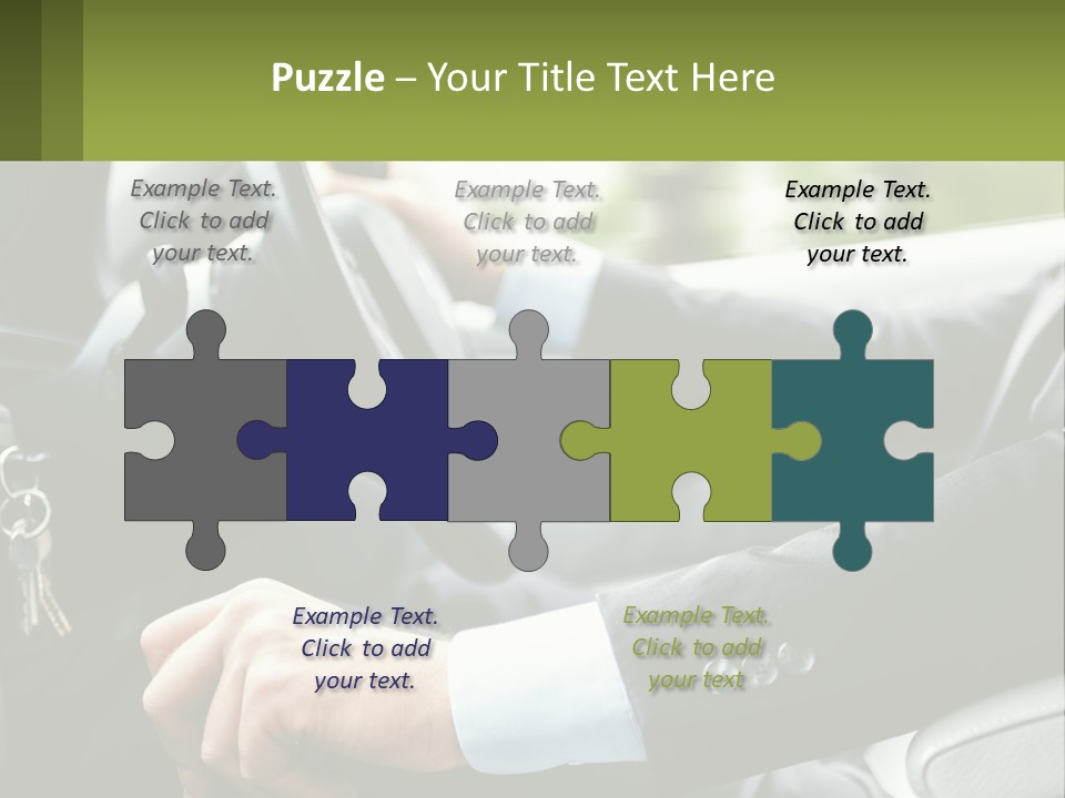 A Man Driving A Car With A Key Chain In His Hand PowerPoint Template