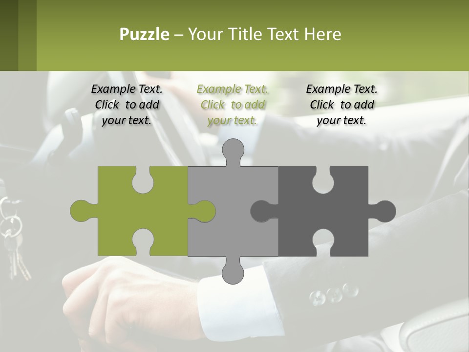 A Man Driving A Car With A Key Chain In His Hand PowerPoint Template