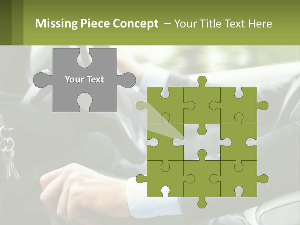 A Man Driving A Car With A Key Chain In His Hand PowerPoint Template