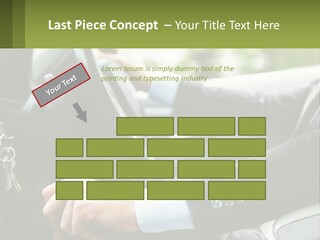 A Man Driving A Car With A Key Chain In His Hand PowerPoint Template