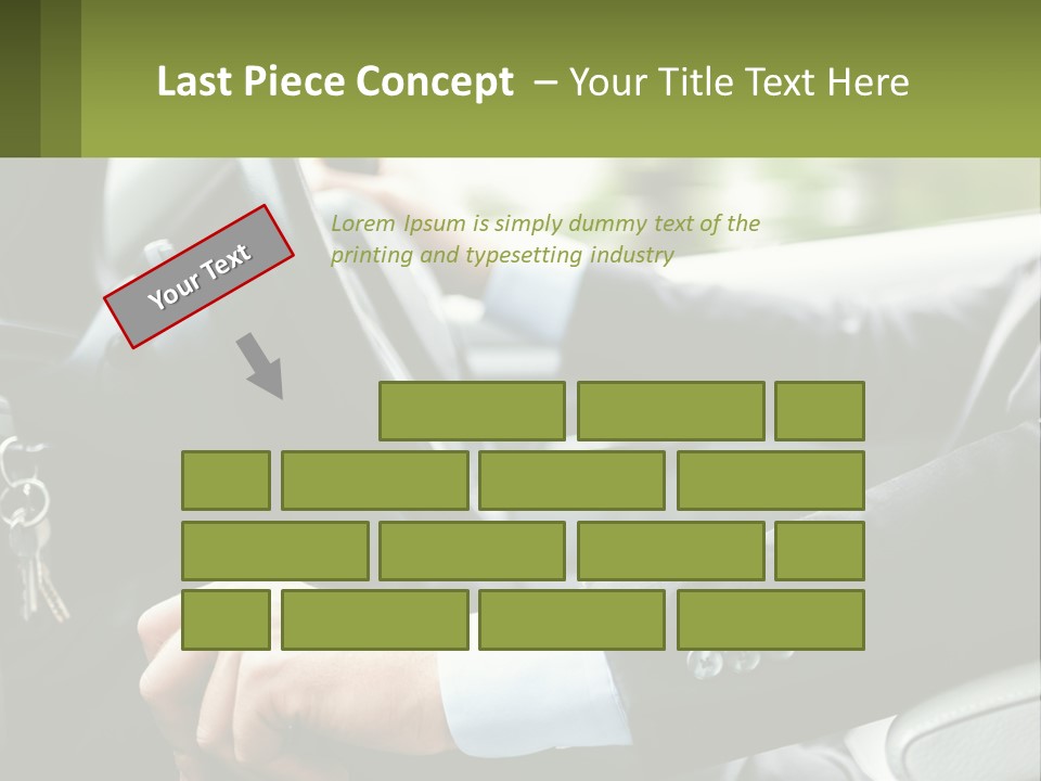 A Man Driving A Car With A Key Chain In His Hand PowerPoint Template