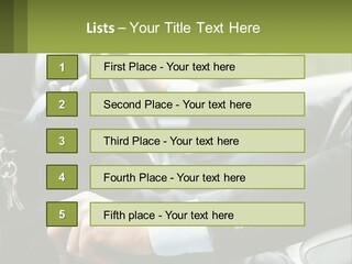 A Man Driving A Car With A Key Chain In His Hand PowerPoint Template