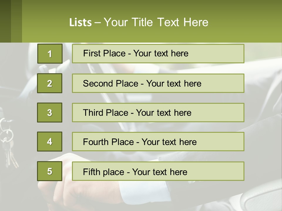 A Man Driving A Car With A Key Chain In His Hand PowerPoint Template