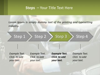 A Man Driving A Car With A Key Chain In His Hand PowerPoint Template