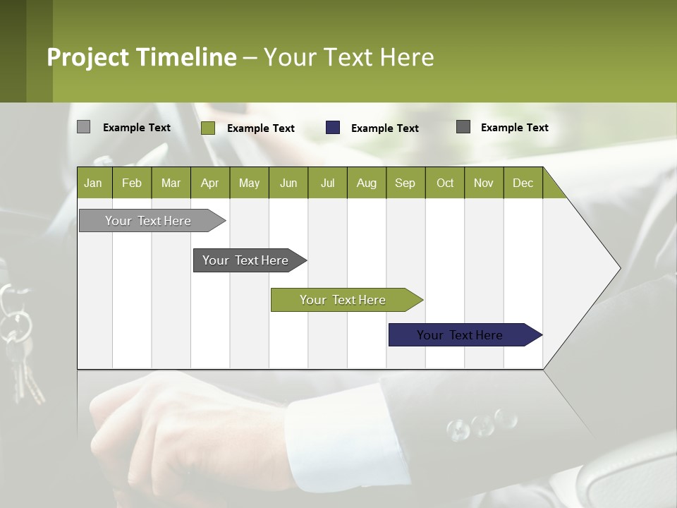 A Man Driving A Car With A Key Chain In His Hand PowerPoint Template