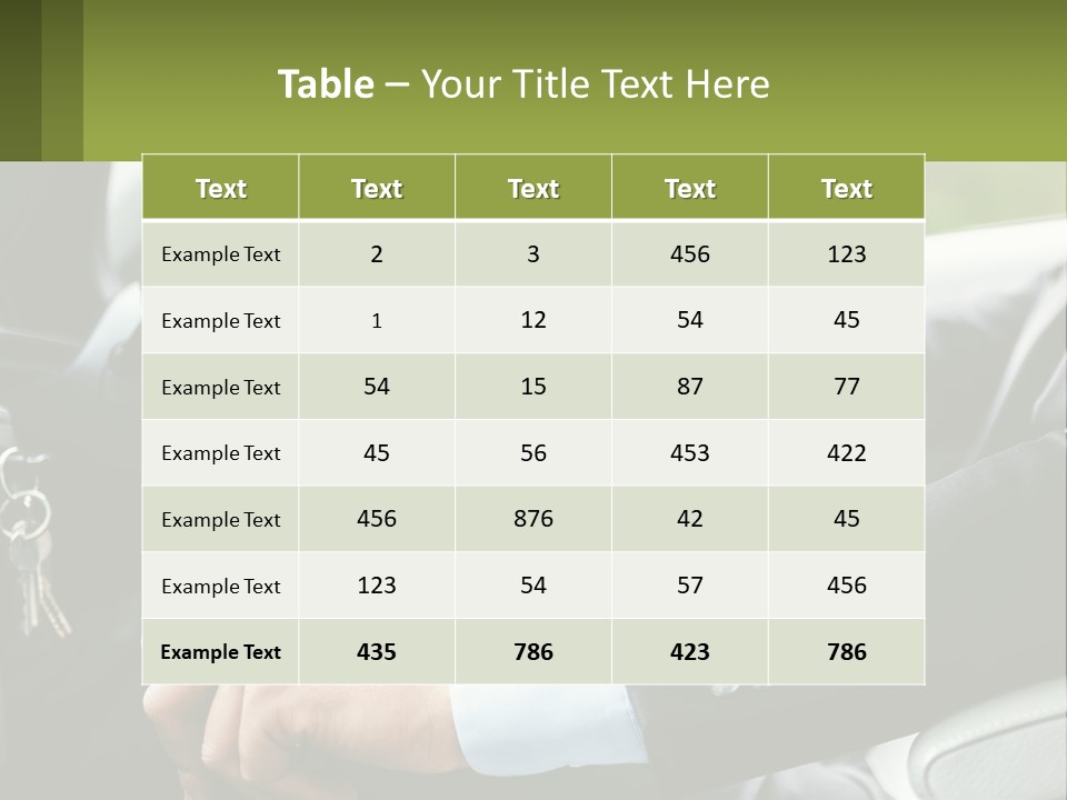 A Man Driving A Car With A Key Chain In His Hand PowerPoint Template