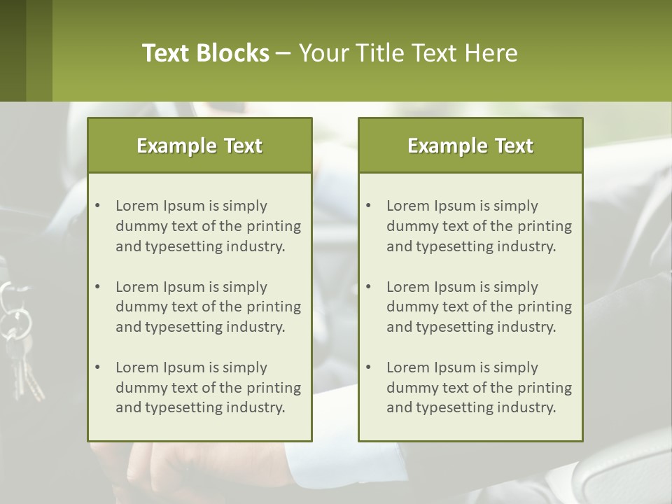 A Man Driving A Car With A Key Chain In His Hand PowerPoint Template