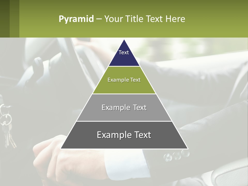 A Man Driving A Car With A Key Chain In His Hand PowerPoint Template