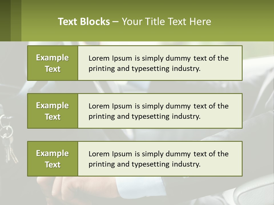 A Man Driving A Car With A Key Chain In His Hand PowerPoint Template
