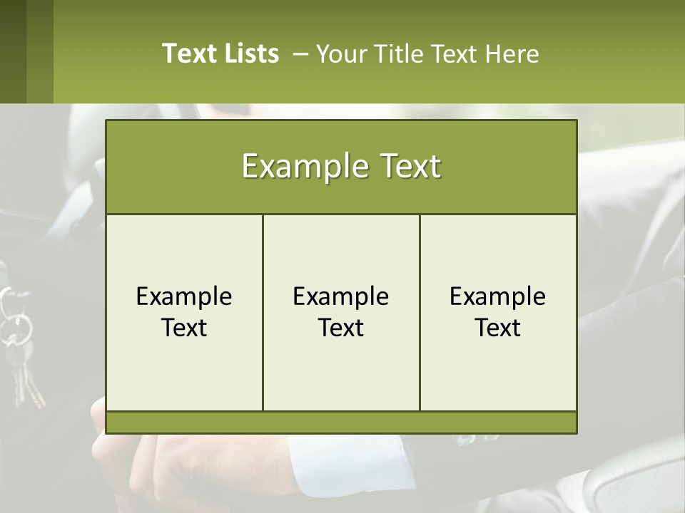 A Man Driving A Car With A Key Chain In His Hand PowerPoint Template
