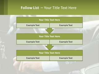 A Man Driving A Car With A Key Chain In His Hand PowerPoint Template