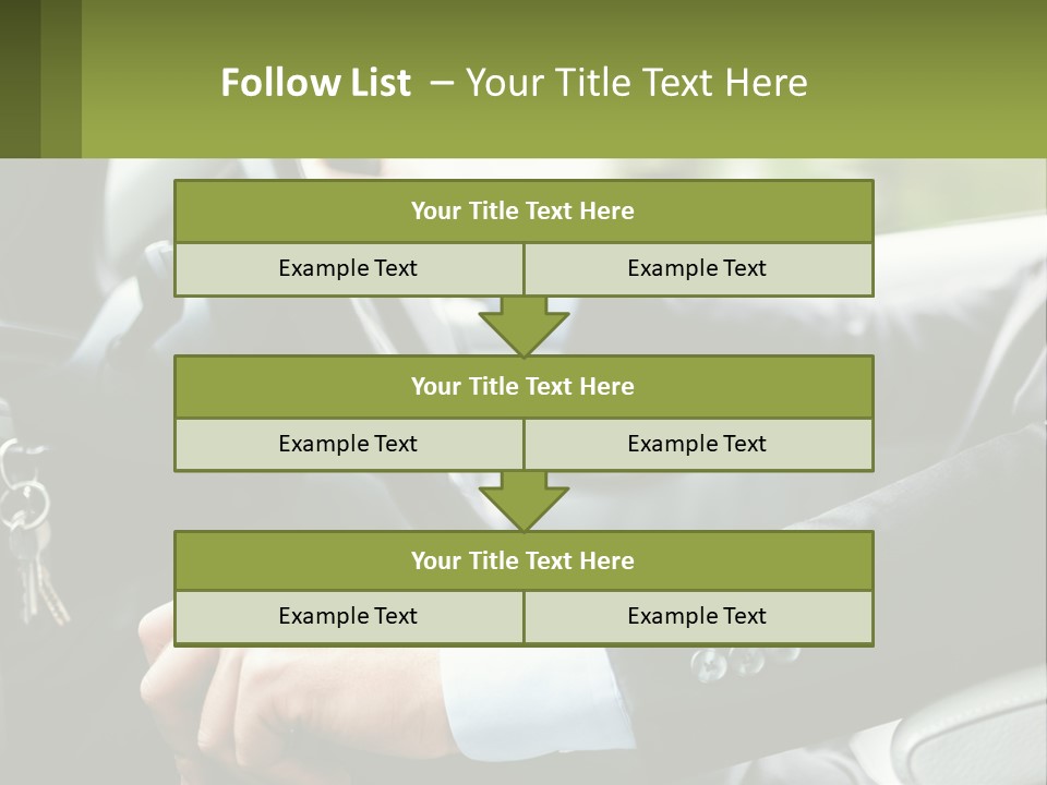 A Man Driving A Car With A Key Chain In His Hand PowerPoint Template