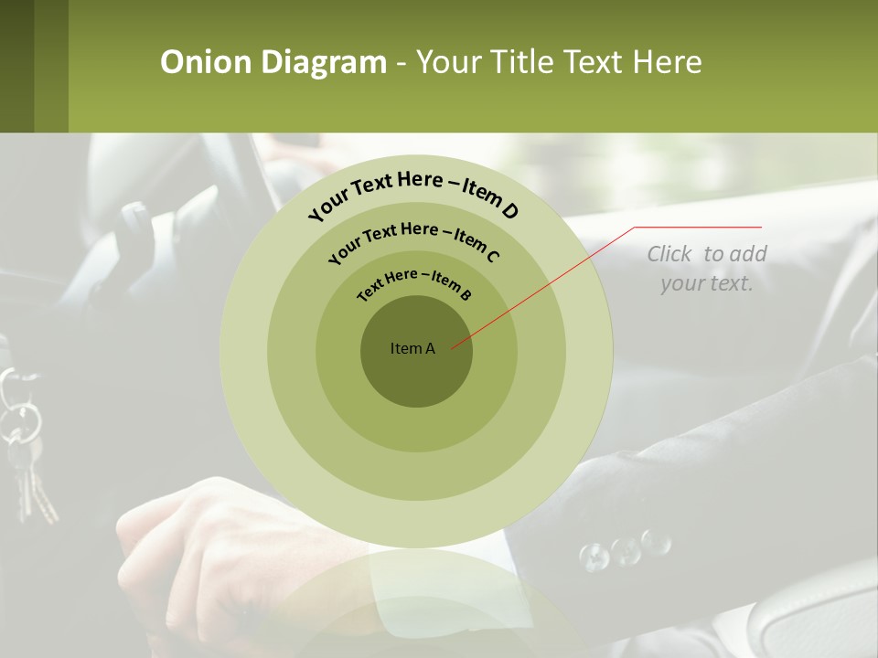 A Man Driving A Car With A Key Chain In His Hand PowerPoint Template