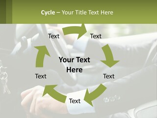 A Man Driving A Car With A Key Chain In His Hand PowerPoint Template
